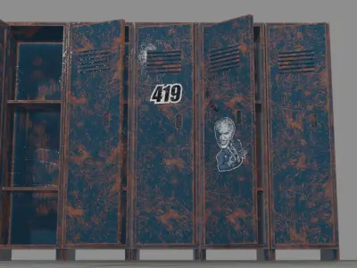 old Lockers Low Poly 3D model Low-poly 3D model