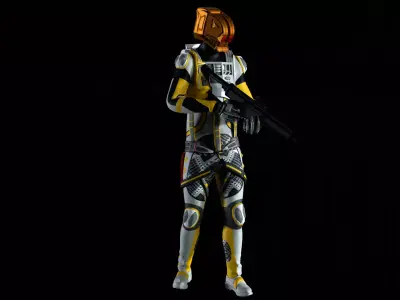 Robot Soldier - Assault Soldier Low-poly 3D model 7