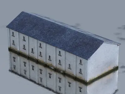 Chinese Style Rural Factory Building Low-poly 3D model