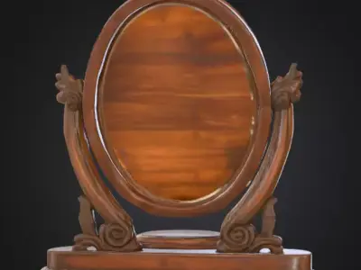 Classic Wooden Mirror Low-poly 3D model