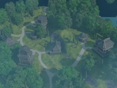 Ancient Ruins In A Lush Landscape 3D model