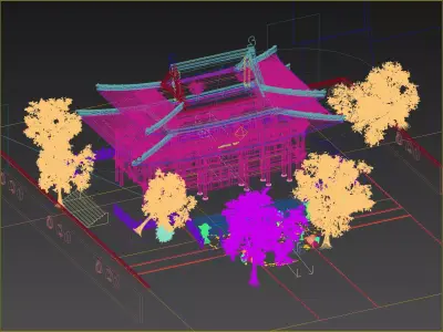 Asian temple Chinese palace historical architecture 3D model purchase