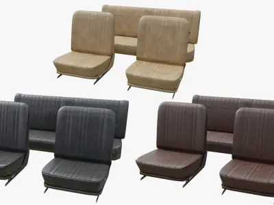 Kit Car Seats many Leather PBR Options Low-poly 3D model