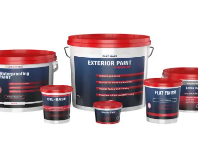 Collection of 17 industrial buckets tubes and cans 3D model