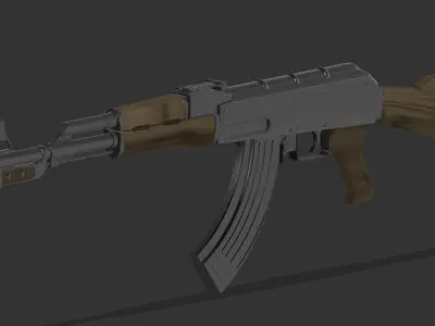Ak-47 front of motorcycle Free 3D model