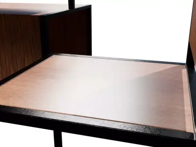 Industrial Style Desk Table 2 Chairs 3D Model with PBR Textures Low-poly 3D model