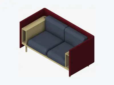 Sofa - Contemporary - Flame - Small - Armrest Shelf Low-poly 3D model