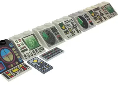 Lego Aircraft Indicators Set With Radars And Controllers 3D model