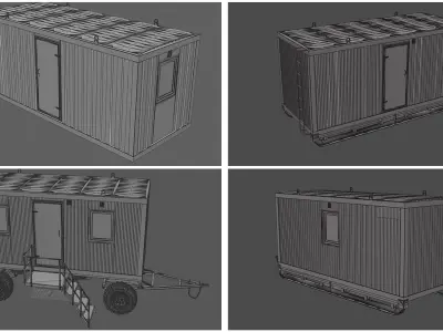 TRAILER portable building on wheels 3D Model Pack