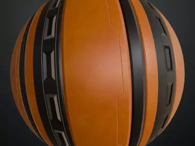 Orange Stylized Sci-Fi Wall PBR Seamless Texture