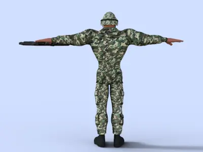 Cartoon  Soldier Rigged Low-poly 3D model