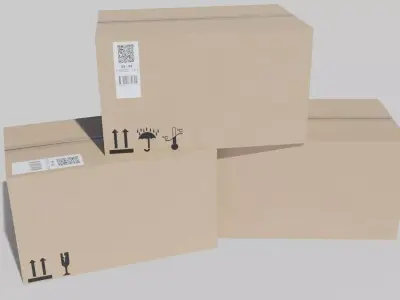 Cardboard Box Low-poly 3D model get