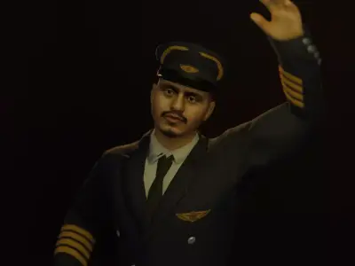 Fully Rigged Pilot 3D Character Low-poly 3D model