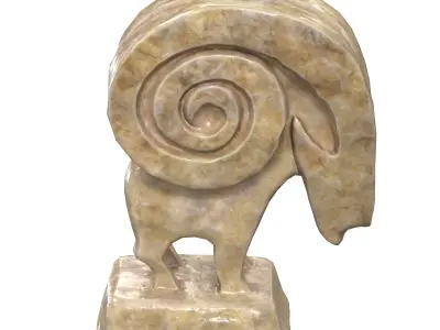 Ram abstract marble statue Low-poly 3D model