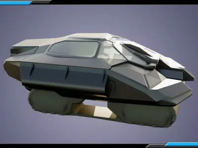 Sci-Fi Starship with Interior Base Mesh 02 Low-poly 3D model