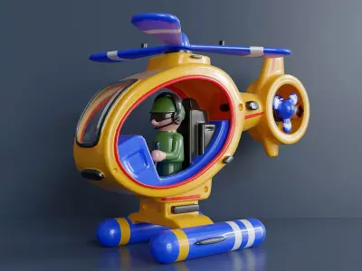 Childrens plastic toy helicopter 3D model