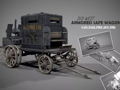 Old West Armored Safe Wagon 3D model