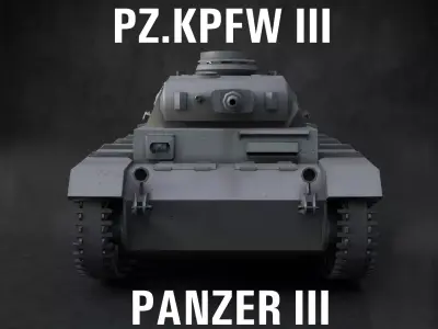 German WW2 Panzer III Tank Low-poly 3D model