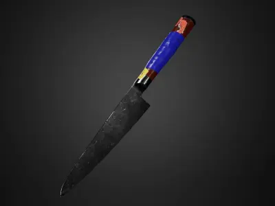 Game-ready Knife with Stickers and Tape Low-poly 3D model