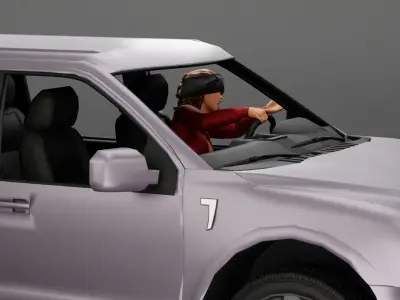 Angry Young Woman in mini shirt screaming In The Car 3D print model