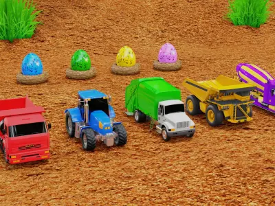 Vehicles Come out from Egg 3D model