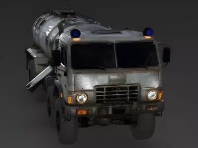 Realistic Weathered Military Fuel Tanker Truck 3D Model Low-poly 3D model