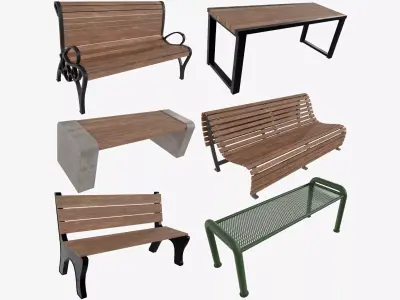 Park Bench Collection 01 3D Model Pack
