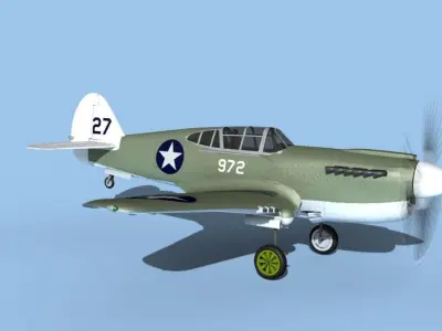 Curtiss P-40F Warhawk V12 USAAF 3D model