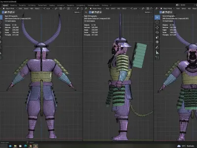 character samurai bloody  var 1 3D model