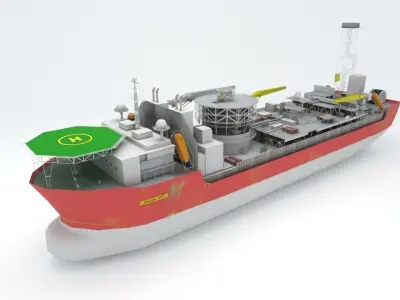 FPSO Balder Offshore Oil Rig Low-poly 3D model
