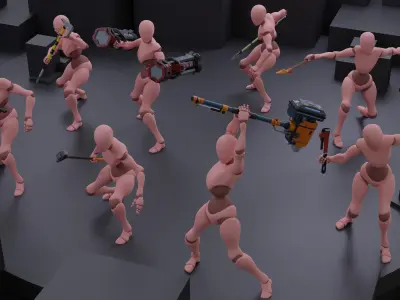 Firearms-Guns-Melee Weapons  low poly Low-poly 3D model