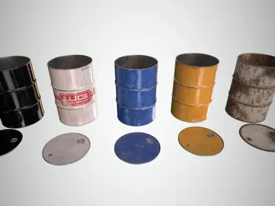 Oil Barrel 2 Open Low-poly 3D model