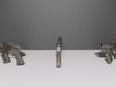 Device02 Blaster Gun Broken in Half LowPoly LOD Low-poly 3D model