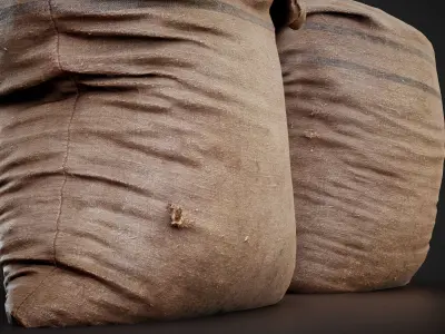Realistic old burlap bag 02 photo scan Low-poly 3D model