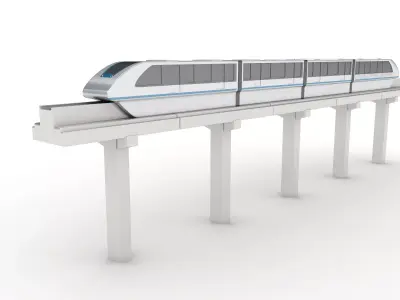 Monorail futuristic high-speed train 3D model