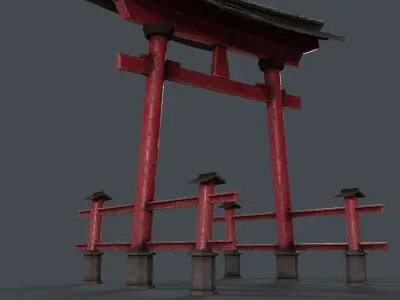 Japanese Torii Low-poly 3D model