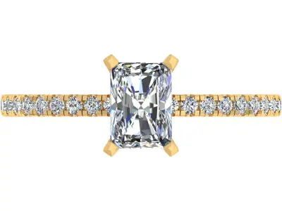 Radiant Stone Engagement Ring 3D print model