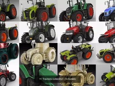 11 Tractors collection 3D Model Pack