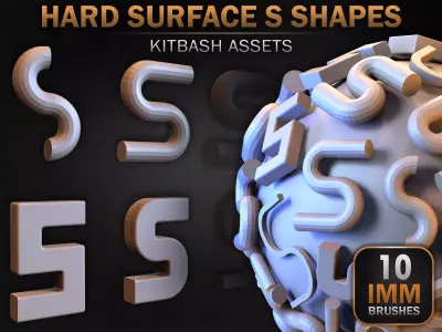 10 Hard Surface IMM S Shapes Low-poly 3D model