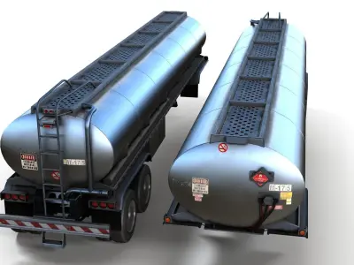 Fuel tanker trailer Low-poly 3D model
