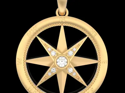 Compass pendant silver gold printable jewelry 3D model 3D print model