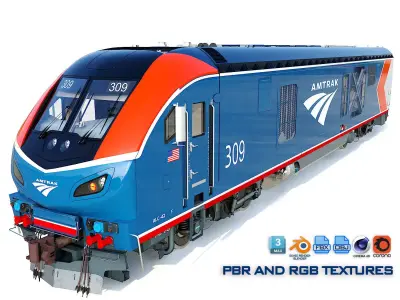 Locomotive Siemens Charger ALC-42 Blue Low-poly 3D model