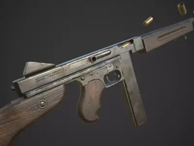 Thompson M1A1 - Low poly Low-poly 3D model