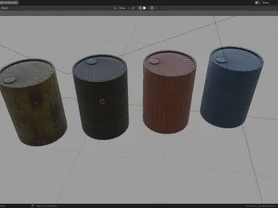 Industrial barrels game  Low-poly 3D model