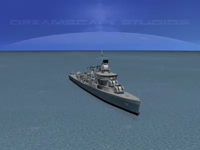 Sumner Class Destroyer  DD722 USS Barton 3D model