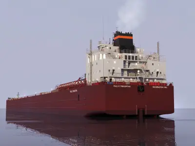 Great Lakes-based bulk carrier freighter 3D model