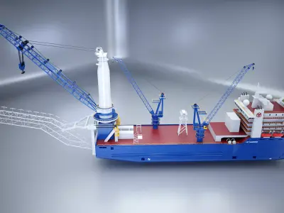 Pipelayer Crane Ship 3D model
