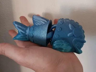 Steam Punk Piranha - flexi fidget toy 3D print model