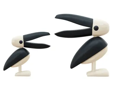 Wooden Bird Figurine 3D model