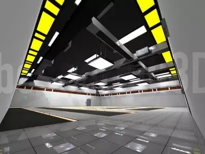 Empty Data Center Room Low Poly Ready to Render Low-poly 3D model